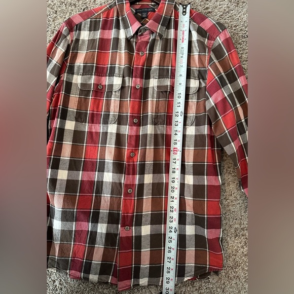 Banana Republic Cotton Flannel Button Down Plaid Shirt Size L - Picture 3 of 7